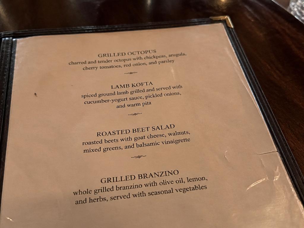 Traditional paper menu